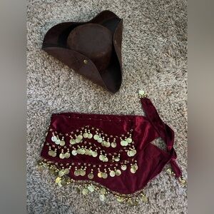 Red Velvet Belly Dance waist accessory- Pirate costume accessories